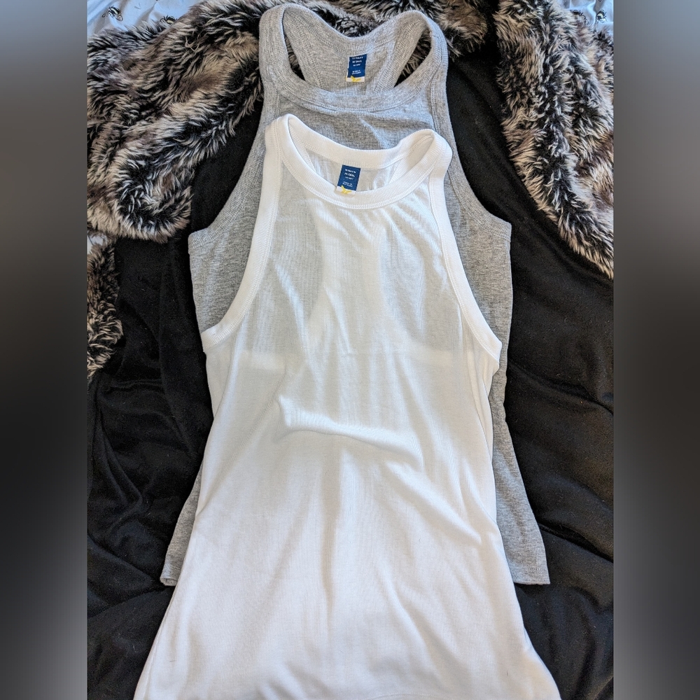 NWT 2 Tank Tops/white&Grey/Women's Small Tall